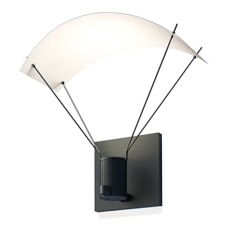 Sonneman Suspenders Standard Single LED Wall Sconce with Bar-Mounted Single Cylinder Luminaire and Parachute Wall Reflector Satin Black