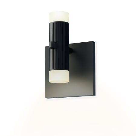 Sonneman Suspenders Standard Single LED Wall Sconce with Bar-Mounted Duplex Cylinder Luminaire and Glass Diffuser Satin Black