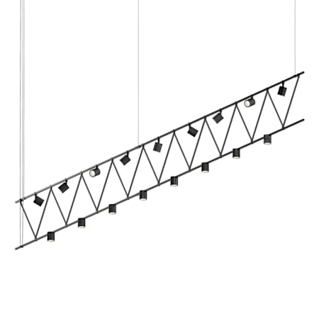 Sonneman Suspenders 17 Light 170" Wide LED Linear Chandelier Satin Black