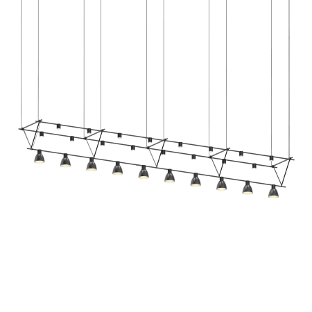 Sonneman Suspenders 10 Light 170" Wide LED Linear Chandelier Satin Black