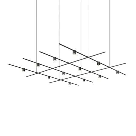 Sonneman Suspenders 12 Light 97" Wide LED Linear Chandelier Satin Black