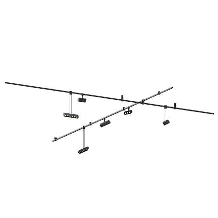 Sonneman Suspenders 18 Light 97" Wide LED Fixed Rail Ceiling Fixture Satin Black