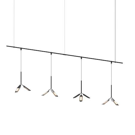 Sonneman Suspenders 4 Light 49" Wide LED Suspension Multi Light Pendant Satin Black