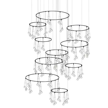 Sonneman Suspenders 177 Light 76" Wide LED Chandelier Satin Black