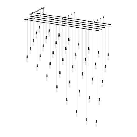 Sonneman Suspenders 117" Wide LED Abstract Linear Chandelier Satin Black / Clear