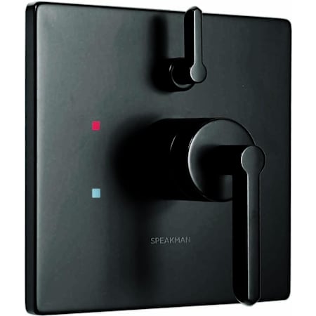Speakman Lucid Two Function Pressure Balanced/Thermostatic Valve Trim Only with Dual Lever Handles and Integrated Diverter - Less Rough In Matte Black