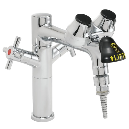 Speakman Eyesaver 1.5 GPM Single Hole Laboratory Faucet with 8" Gooseneck Spout, Integrated Eyewash, and Vacuum Breaker and Serrated Tip Polished Chrome