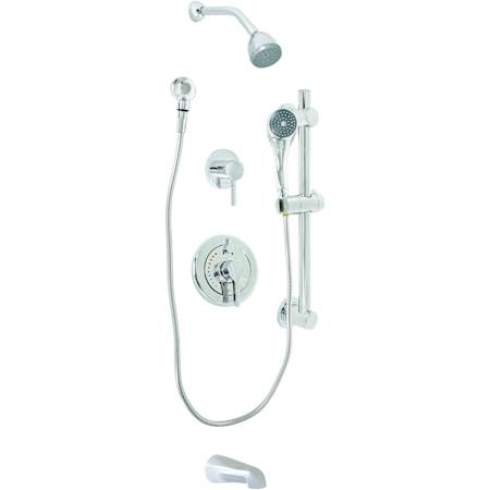 Speakman Sentinel Mark II 2.5 GPM Shower System with Single Function Shower Head, Hand Shower, Slide Bar, Tub Spout, Shower Arm, Hose, and Valve Trim Polished Chrome