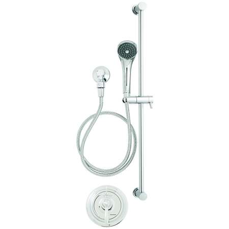 Speakman SentinelPro Pressure Balanced/Thermostatic Shower System with Hand Shower, Slide Bar, Hose, and Valve Trim - Less Rough-In Valve Polished Chrome