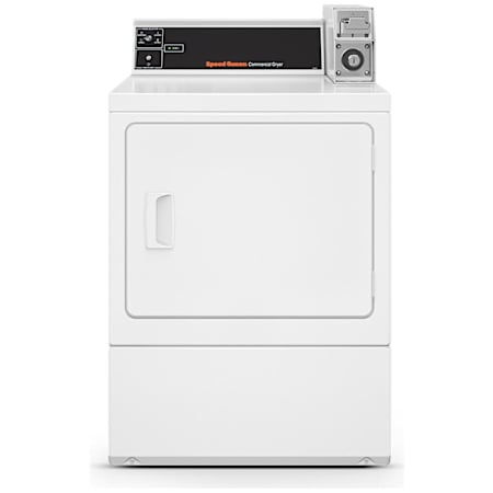 Speed Queen 26 Inch Wide 7 Cu. Ft. Commercial Vended Gas Dryer with Reversible Door and Knob Controls White
