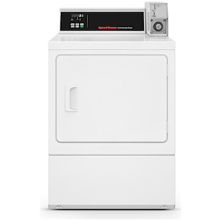 Speed Queen 26 Inch Wide 7 Cu. Ft. Commercial Vended Electric Dryer with Reversible Door and Fast Dry Cycle White