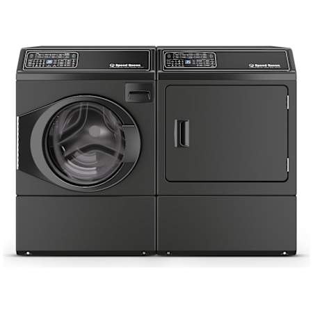 Speed Queen 27 Inch Wide 3.5 Cu. Ft. Front Load Washer and 27 Inch Wide 7 Cu. Ft. Electric Dryer Laundry Pair with Pet Plus Cycles Matte Black
