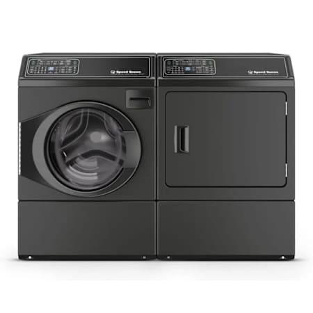 Speed Queen 27 Inch Wide 3.5 Cu. Ft. Front Load Washer with PetPlus Cycle and 27 Inch Wide 7 Cu. Ft. Electric Dryer Laundry Pair Matte Black
