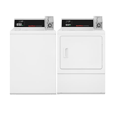 Speed Queen 26 Inch Wide 3.2 Cu. Ft. Top Load Washer with Push Button Control and 27 Inch Wide 7 Cu. Ft. Gas Dryer Laundry Pair White