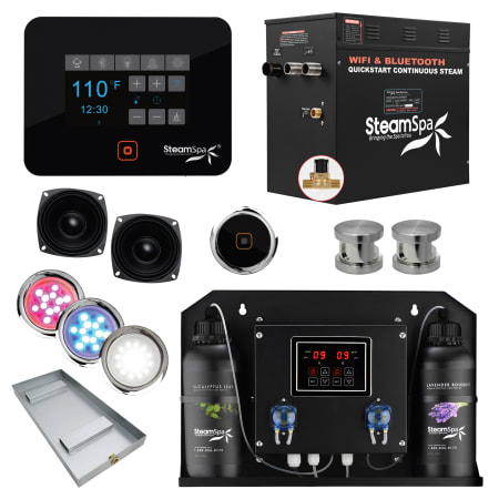 SteamSpa Black Series WiFi and Bluetooth 10.5KW Quickstart Steam Bath Generator Package with Dual Aroma Pump Brushed Nickel
