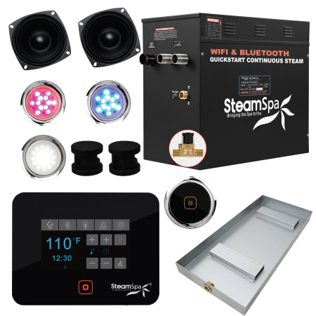 SteamSpa Black Series Bluetooth/WiFi 12kW QuickStart Steam Bath Generator Package Matte Black