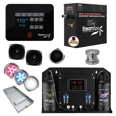 SteamSpa Black Series WiFi and Bluetooth 7.5KW Quickstart Steam Bath Generator Package with Dual Aroma Pump Brushed Nickel