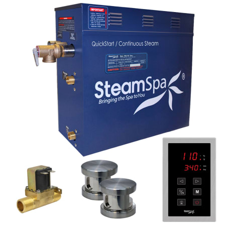 SteamSpa Oasis 12 KW QuickStart Steam Bath Generator Package with Built-in Auto Drain Brushed Nickel