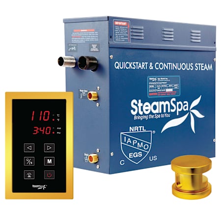 SteamSpa Oasis 9 KW QuickStart Steam Bath Generator Package Gold
