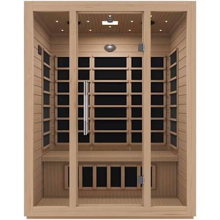 SteamSpa Maldives 3-Person Infrared Hemlock Indoor Sauna with LED Touch Panel Wood