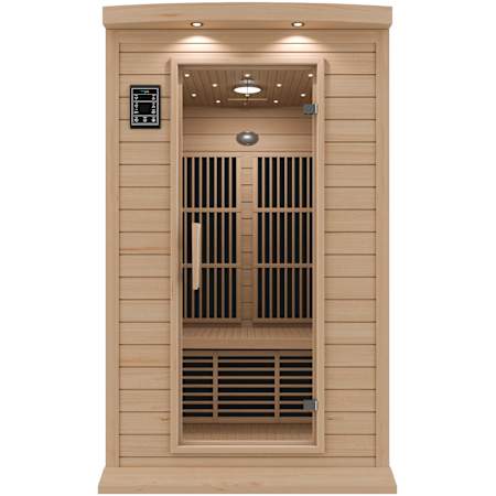 SteamSpa Seychelles 2-Person Infrared Hemlock Sauna with LED Touch Control Panel Wood