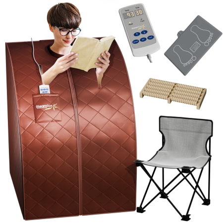 SteamSpa Portable 1-Person Home Sauna Infrared Heating with Digital Control, Foldable Chair and Heated Foot Pad Sunset