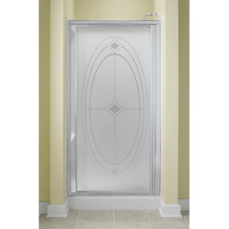 Sterling Vista Pivot II 65-1/2" High x 31-1/4" Wide Hinged Framed Shower Door with Pattern Glass Silver