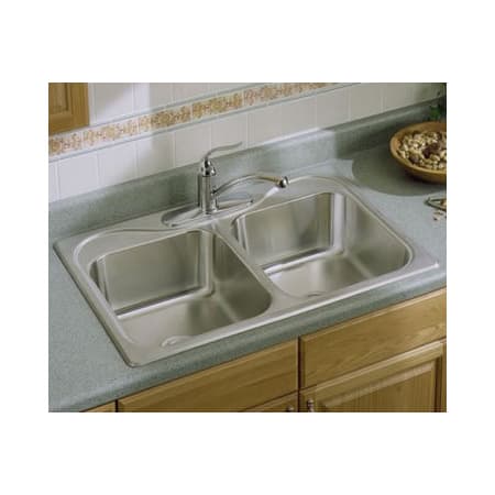 Sterling Southhaven Double-Basin Kitchen Sink, 33" x 22" x 6-1/2" Stainless Steel