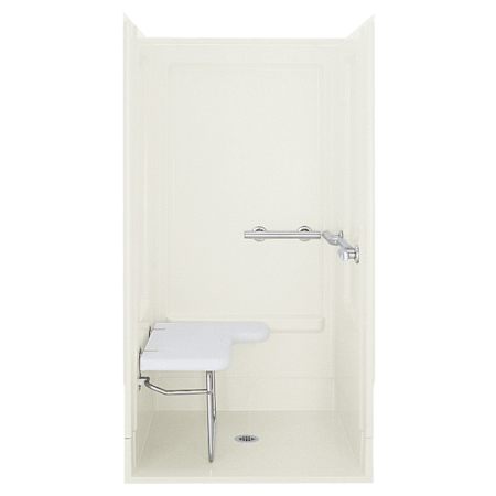Sterling ADA Shower 65-1/4" x 39-3/8" Vikrell Shower End Wall Set with Grab Bar Almond