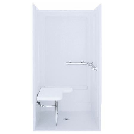 Sterling ADA Shower 39-3/8" x 39-3/8" x 73-1/4" Vikrell Shower with Drain Center and Seat Included White