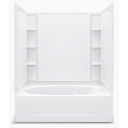 Sterling Ensemble, 60" x 36" x 72" Tile Bath/Shower with Age in Place Backers - Left-hand Drain White