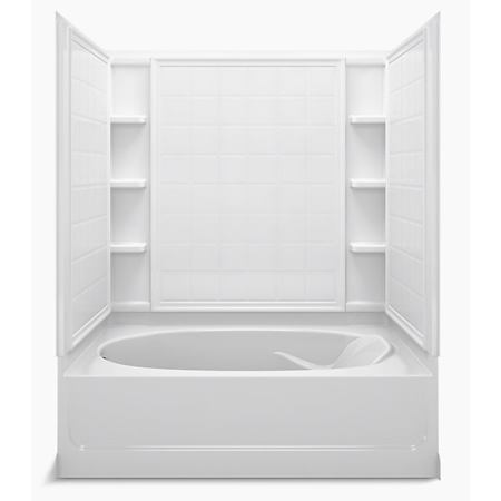 Sterling Ensemble, 60" x 42" x 72" Tile Bath/Shower with Age in Place Backers - Left-hand Drain White