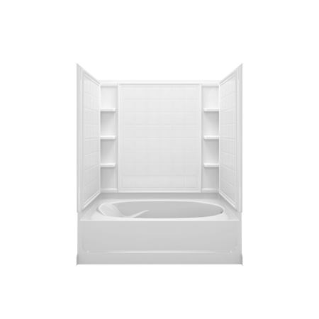 Sterling Ensemble 60" x 43-1/2" x 73-1/4" Vikrell Shower with Drain Right and Tile Design White