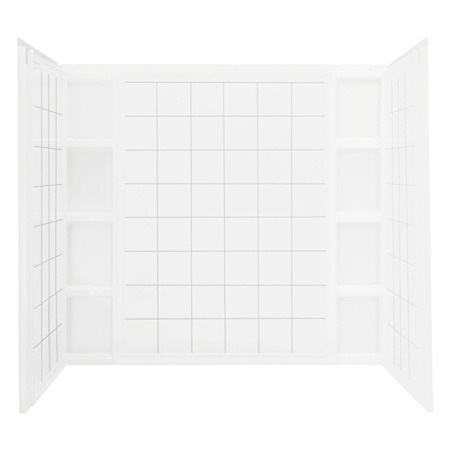 Sterling Ensemble 54-1/4" x 60" x 43-1/2" Vikrell Shower Wall Set, Tile Design and Age-in-Place Backers White
