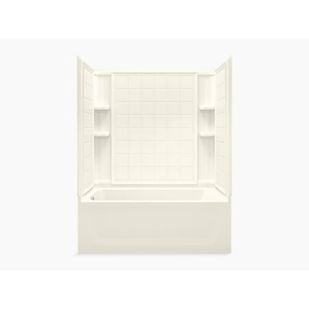 Sterling Ensemble AFD, Series 7112, 60" x 32" x 76" Tile Bath/Shower - Left-hand Drain Biscuit