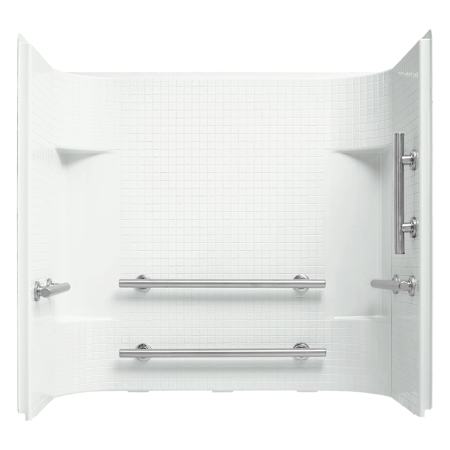 Sterling Accord 55" x 59-3/8" x 31-1/4" Vikrell Shower Wall Set with Grab Bar and Tile Design White