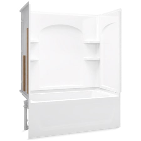 Sterling Ensemble AFD, 60" x 32" x 76" Curve Bath/Shower with Age in Place Backers - Left-hand Drain White