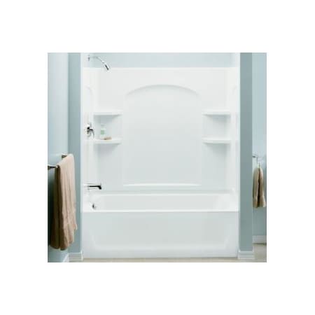 Sterling Ensemble AFD, 60" x 32" x 76" Curve Bath/Shower with Age in Place Backers - Left-hand Drain White
