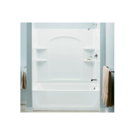 Sterling Ensemble, 60" x 32" x 74" Curve Bath/Shower with Age in Place Backers - Right-hand Drain White