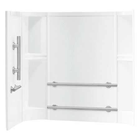 Sterling Accord 55" x 60" x 30" Vikrell Shower Wall Set with Grab Bars Left White