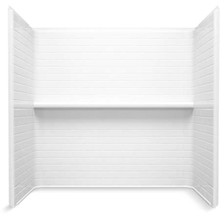 Sterling Traverse 60" x 36" Alcove Bath/Shower Wall Set with Backerboards White