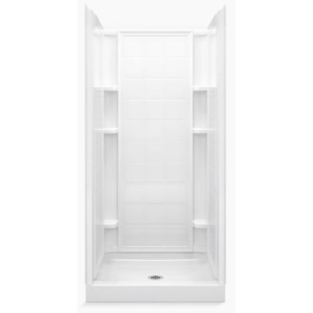 Sterling Ensemble 36" x 35-1/4" x 77" Vikrell Shower with Drain Center and Tile Design White
