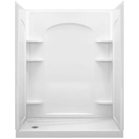 Sterling Ensemble 60-1/4" x 30" x 75-1/4" Curve End Drain Shower with Aging in Place Backerboard and Left-hand Drain White