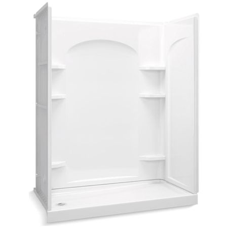 Sterling Ensemble 60" 4 Piece Shower Module with Left Hand Drain and Integrated Shelves White