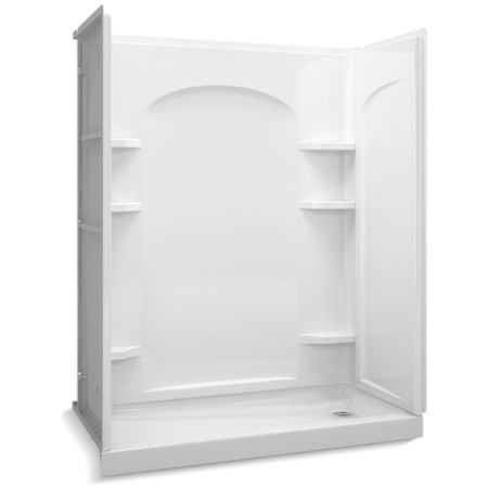 Sterling Ensemble 60" 4 Piece Shower Module with Right Hand Drain and Integrated Shelves White