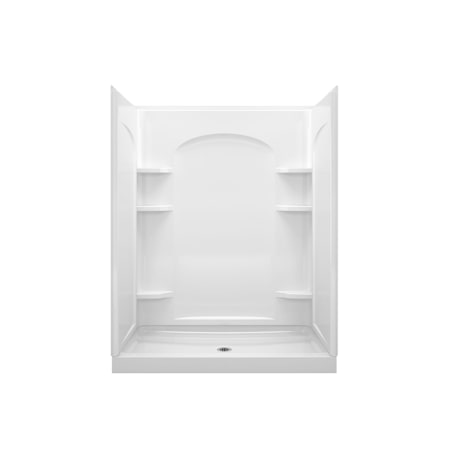 Sterling Ensemble 60" x 35-1/4" x 77" Vikrell Shower with Drain Center White