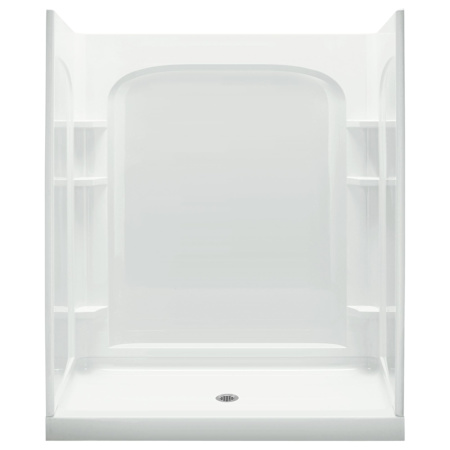Sterling Ensemble 60" Vikrell Shower Module with Drain Center and Shaving Ledge White