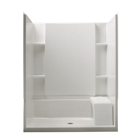 Sterling Accord 60" x 36" x 76" Vikrell Shower with Drain Center and Removable Seat White