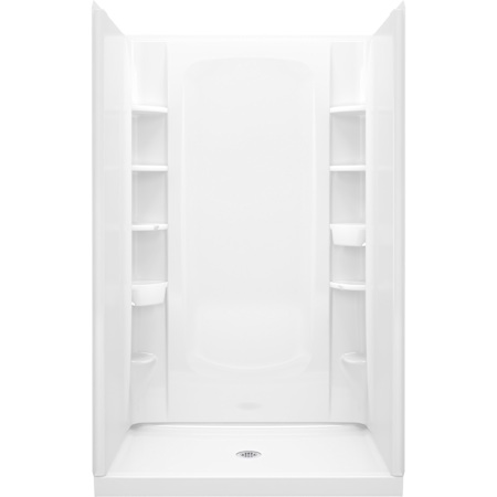 Sterling STORE+ Vikrell 48" x 34" x 77" Shower Kit with Integrated and Removable Storage and Age In Place Backers White