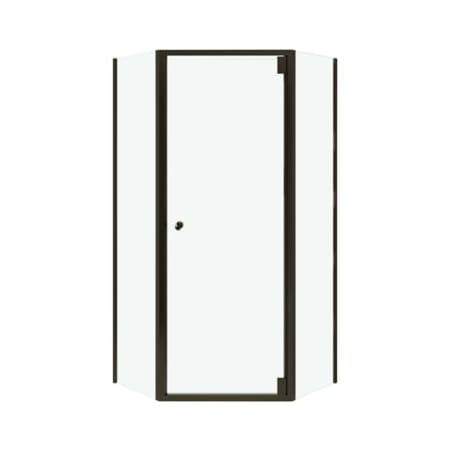 Sterling Solitaire 72-1/4" Framed Pivot Neo Angle Shower Door with Clean Coat Deep Bronze with Smooth Clear Glass Texture